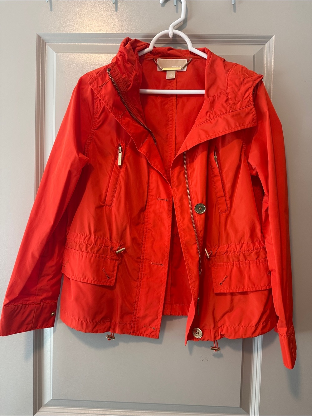 MICHAEL Michael Kors Bright Orange Drawcord Utility Jacket